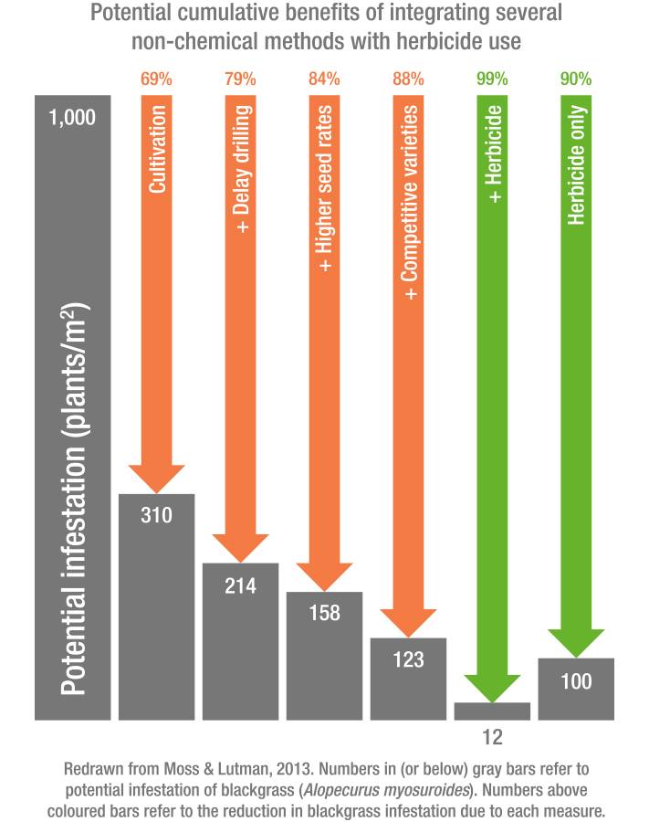 Benefits of integrating several non-chemical methods with herbicide use.