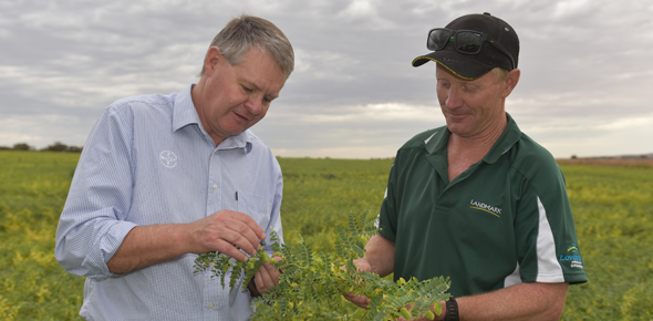 Bayer Commercial Sales Representative Graham Hatcher with Landmark Riverton Agronomist Andrew