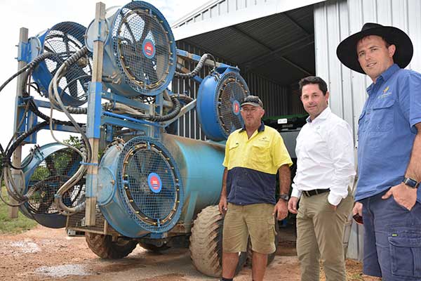 Bayer Commercial Sales Rep Darren Alexander with Shaun & David Arnold at Riverland property